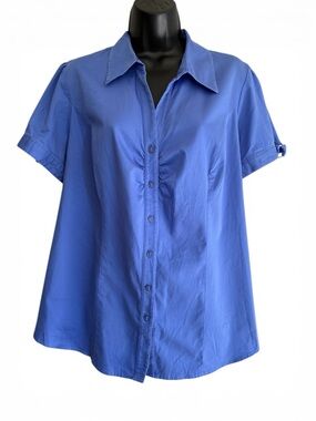 Lane Bryant Blue Collared Button-Up Career Shirt - Size 18